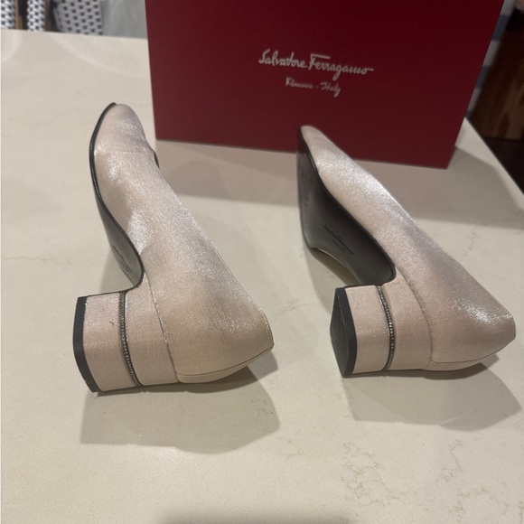 Salvatore Ferragamo Silk pumps with crystals in heels- stunning for a bride! - Picture 6 of 13